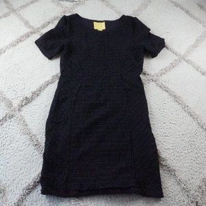 Maeve Textured Gauze Dress Womens Large Navy Blue Short Sleeve